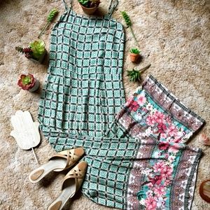 {Anthro Farm Rio} Wide Leg Honolulu Boho Jumpsuit